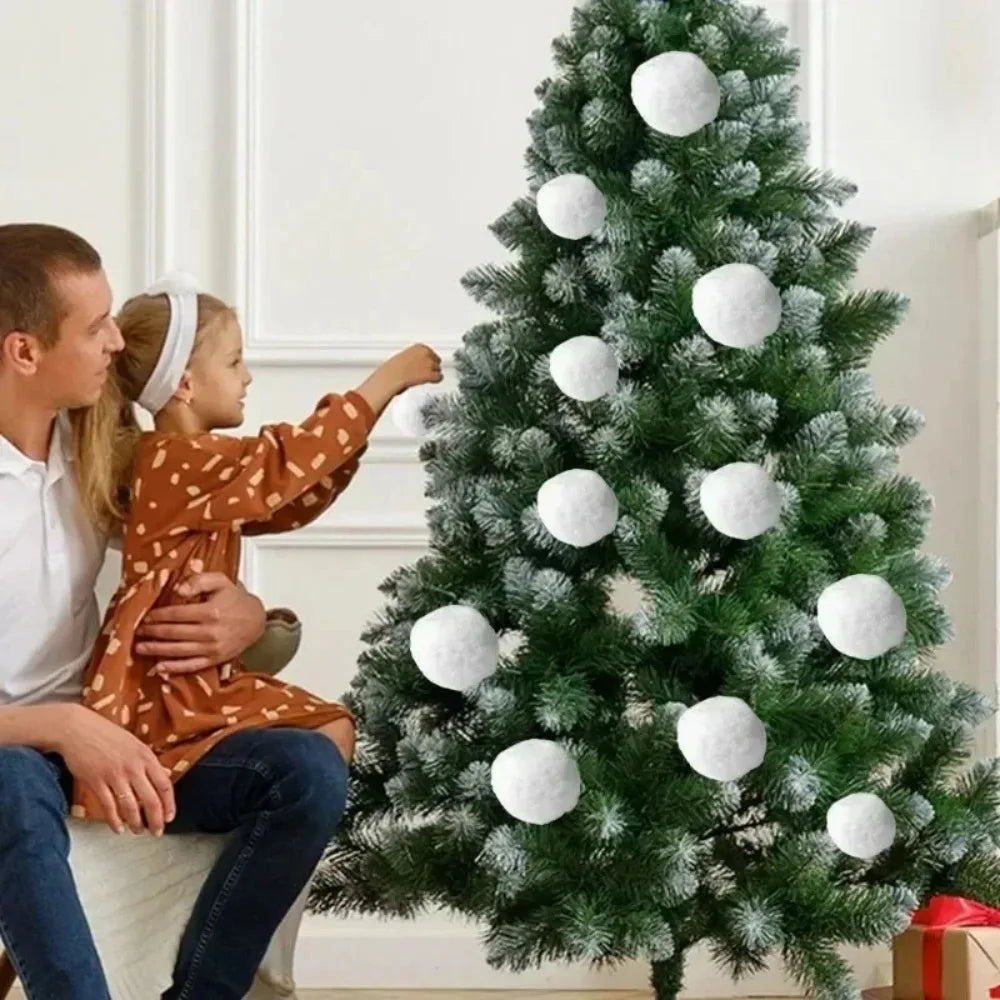 7cm White Christmas Plush Snowball Realistic Fake Snow Balls Xmas Tree DIY Ornament Christmas Holiday Party Home Decor Supplies Quake