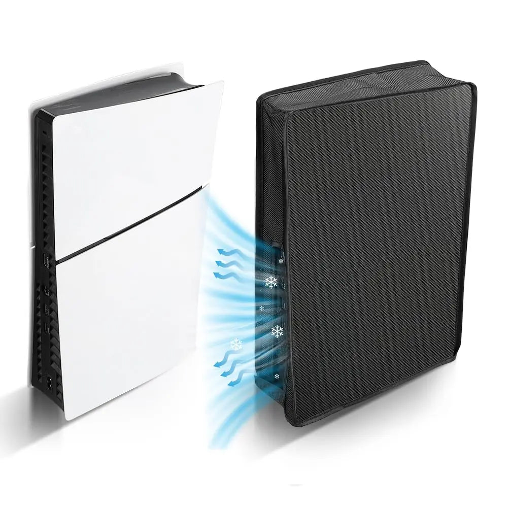 PS5 Slim Dust Protector Custom Designed Compatible with DualSense5 Slim Disc & Digital Edition with Thick Cotton Quake black
