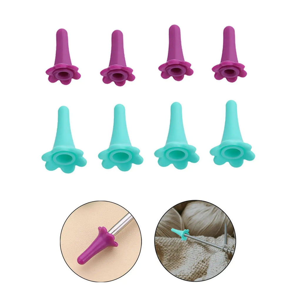 8x Needle Stopper Silicone Knitting Needle Protectors Anti-skid Knitting Crochet Supplies Knitting Tool Needle Point Protector Quake Single