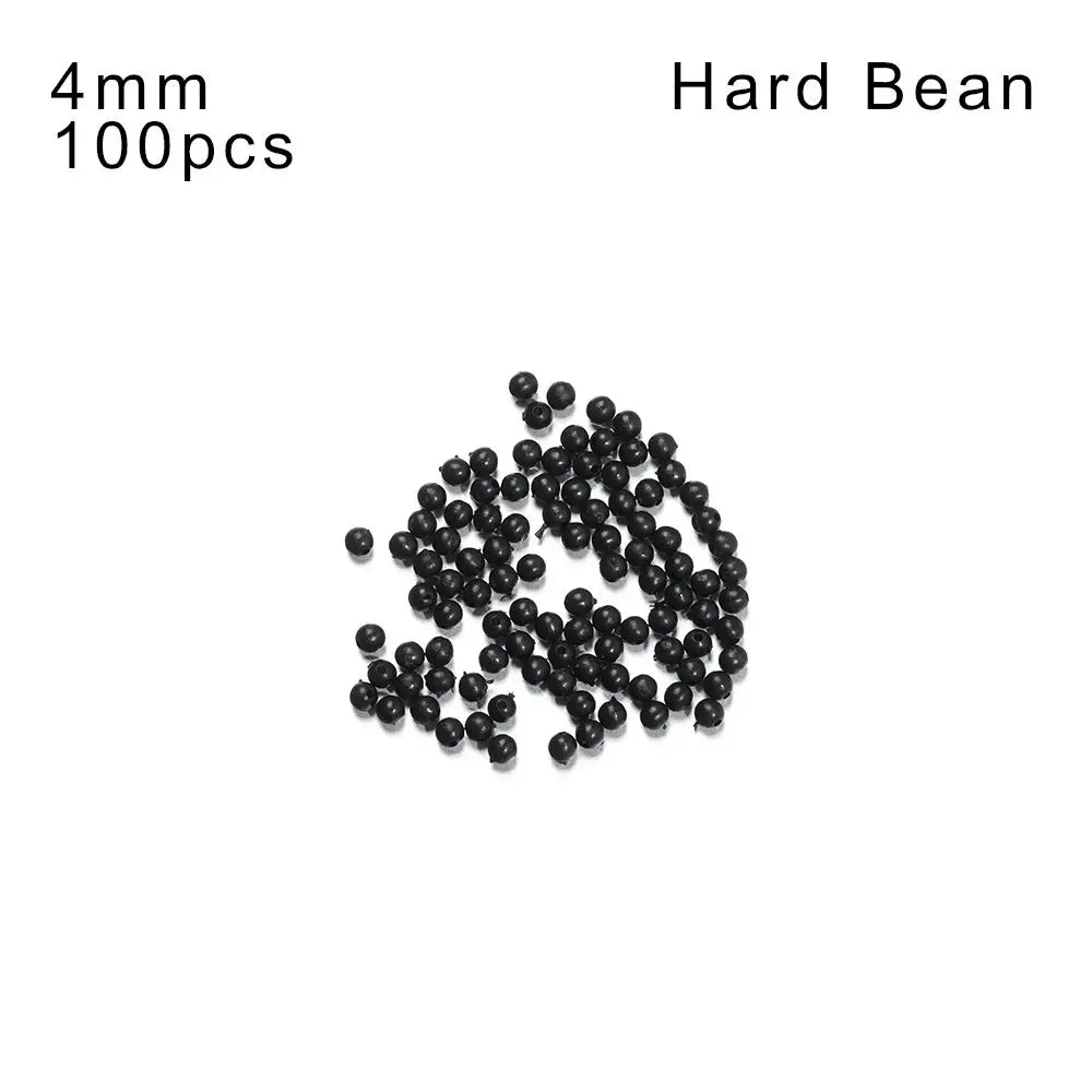 High Quality Plastic Stoppers Night Black Fishing Floats Beads Round Soft and hard bean Quake Hard Bean-4mm