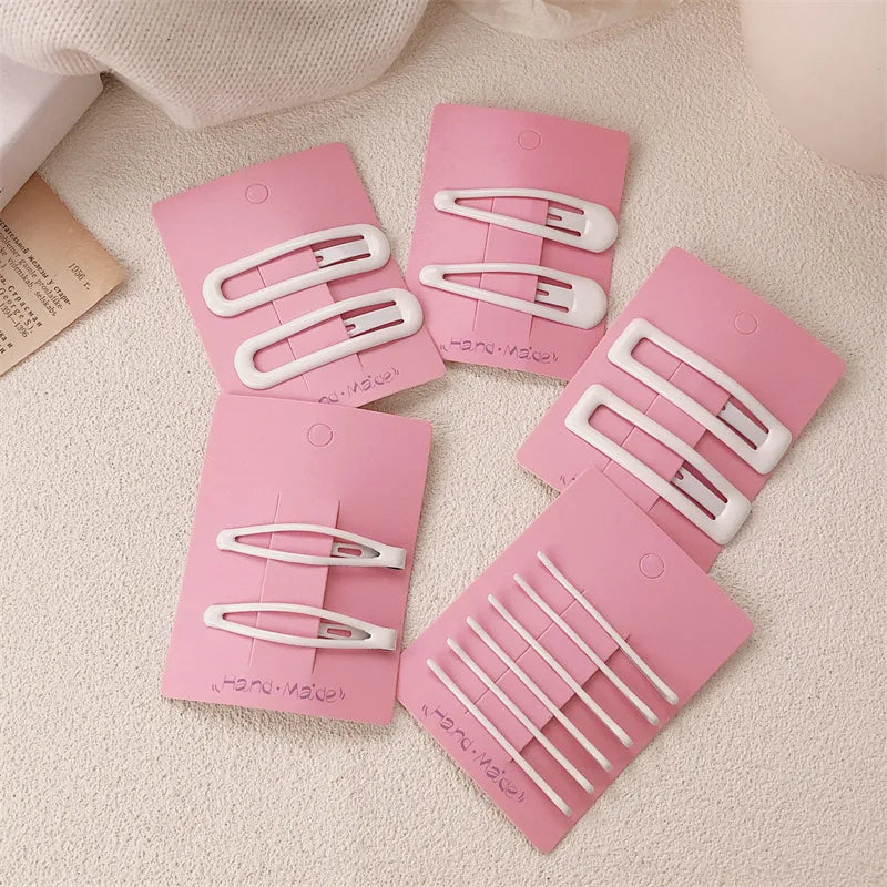 White hairpin female summer forehead side bangs clip nurse hat fixed hairpin sweet bb clip one-word clip headdress Quake