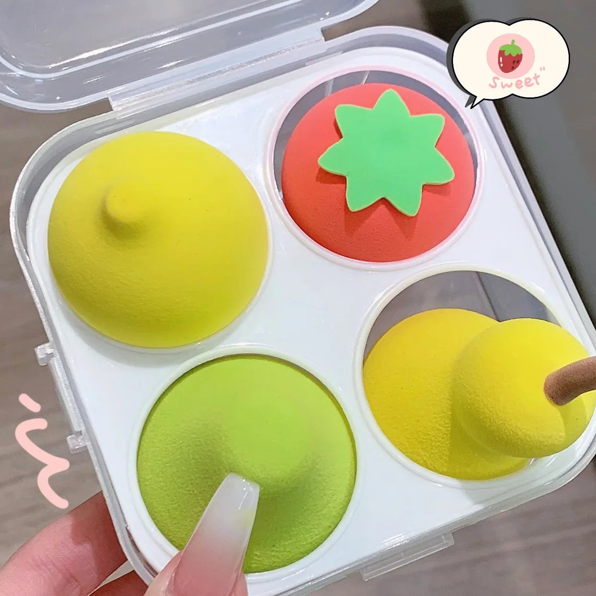 Fruit Shaped Cosmetic Puff with Storage Box for Women Face Foundation Powder Sponge Cosmetic Puff Make Up Sponge Makeup Tools Quake Fruit egg with box