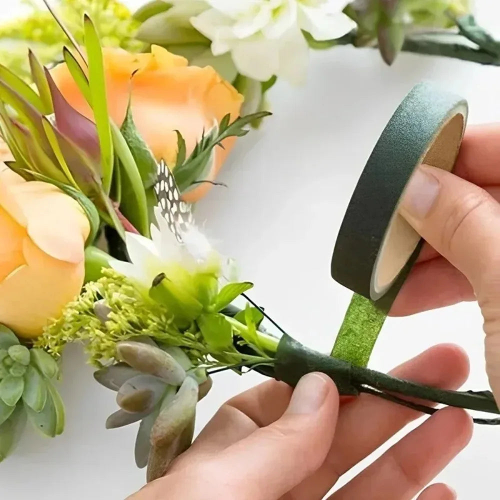 12/1Rolls Green Bouquet Floral Tapes Self-adhesive Stamen Wrapping Paper Tape DIY Flowers Decor for Florist Wedding Party Props Quake