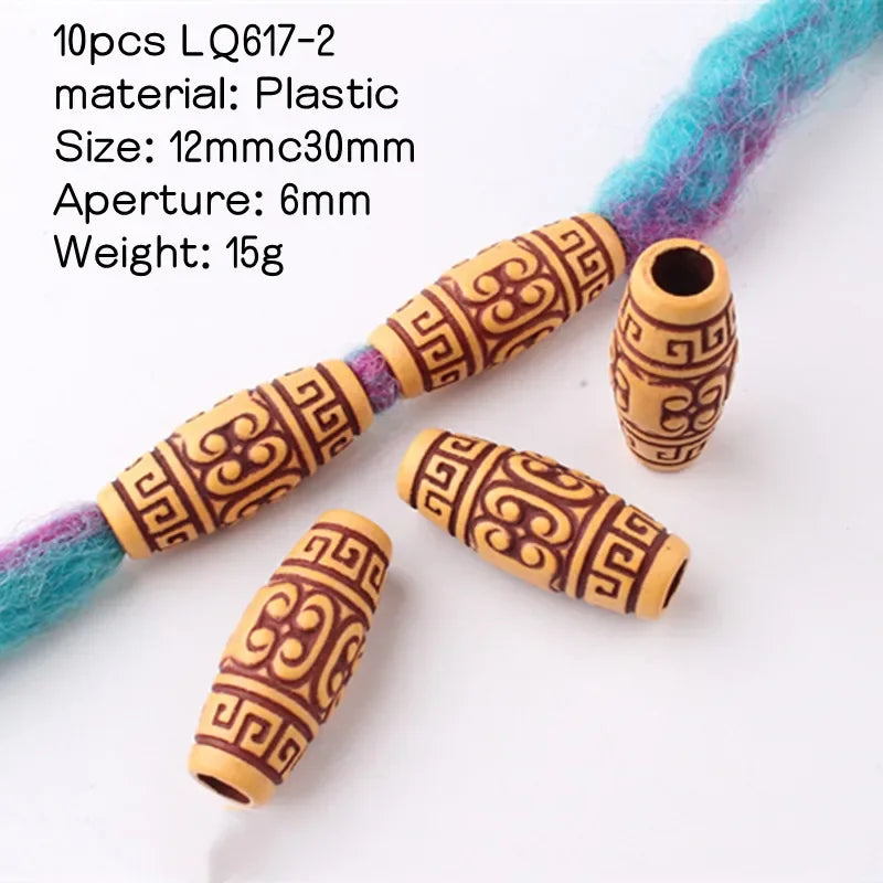 10pcs Hair Beads Rings Beads Braiding Hair Clips for Women Girls Cuffs Tubes Charms Dreadlock Hair Styling Tools Accessories Quake 10pcs LQ617-2