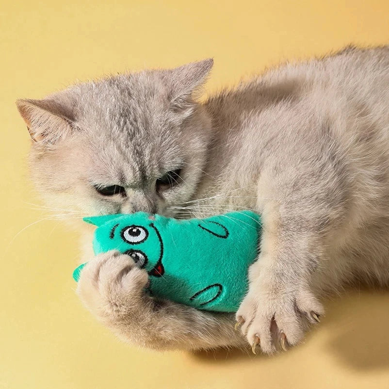 Tail Doll Catnip Pet Toy, Healing Cute Expression, Short Plush Material Soft Touch Cat Toy Quake