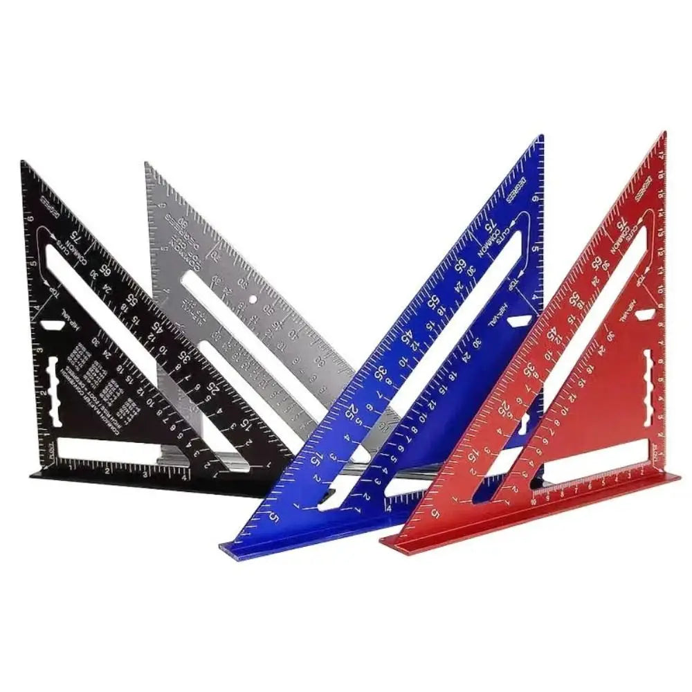 New 7Inch Triangle Ruler Measurement Tool Aluminium Alloy Carpenter Tools Inch Metric Angle Ruler Speed Square Woodworking Tools Quake