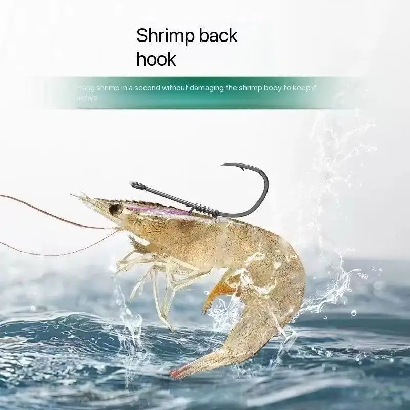 5pcs-10pcs /box Hanging Live Shrimp Back Hook, Shrimp Back Hook with Spring, Hanging Shrimp Fish Hook, Live Shrimp Fixed Hook Quake
