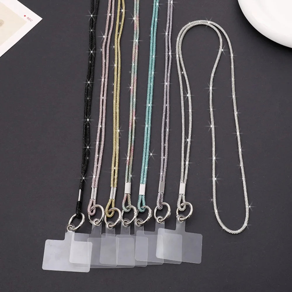 Luxury Rhinestone Phone Lanyard Glitter Crystal Phone Anti-Loss Rope Hanging Ornaments Strap Keychain Bling Bling Hanging Cord Quake