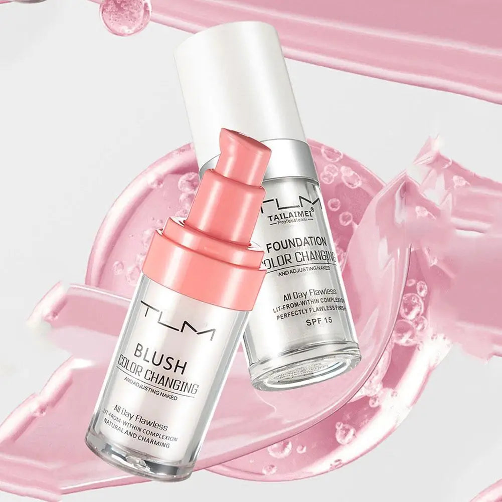 Warming Blush Liquid Foundation Temperature Color Changing Foundation, Naturally Blends Moisturizing Foundation Base Makeup 30ml Quake
