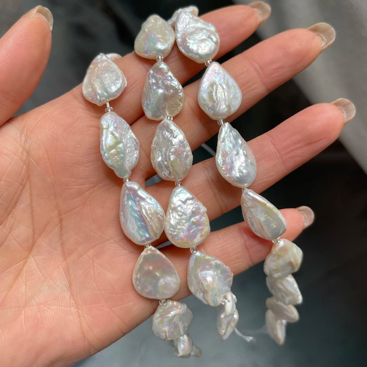 White Pearl Natural Freshwater Drop-Shaped Pearl For Jewelry Making DIY Necklace Earrings Bracelet Accessory Length 18cm Quake