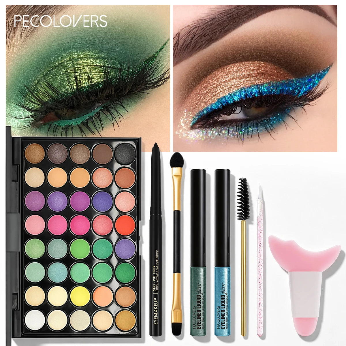8PCS Face Set, Multi-color Eye Shadow Plate+eye Black+eyeliner Pen+makeup Tools, Waterproof and Durable, Halloween Makeup Quake SET 01