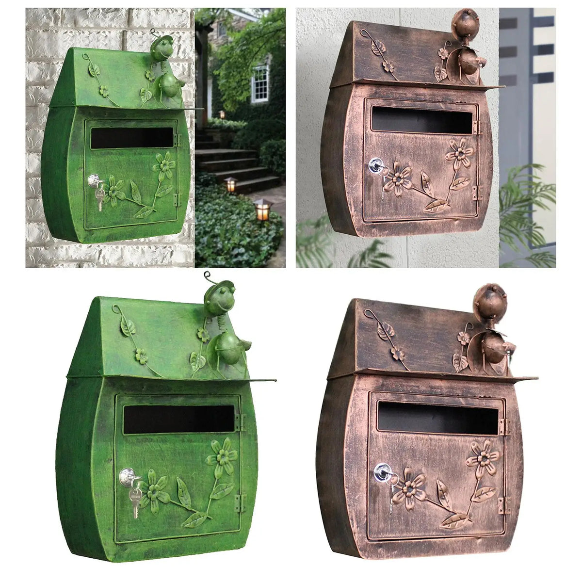 Wall Mount Mailbox with Key Lock Large Outdoor Retro Iron Letter Quake