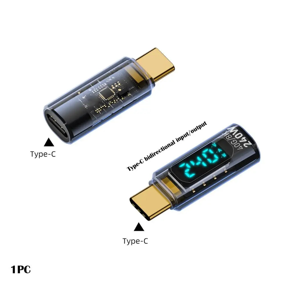 1 PCS Digital LED Display USB 4 Type-C Adapter 8K 60HZ 40Gbps OTG Converter PD 240W Data Transmission USB C Extension Quake Light Blue