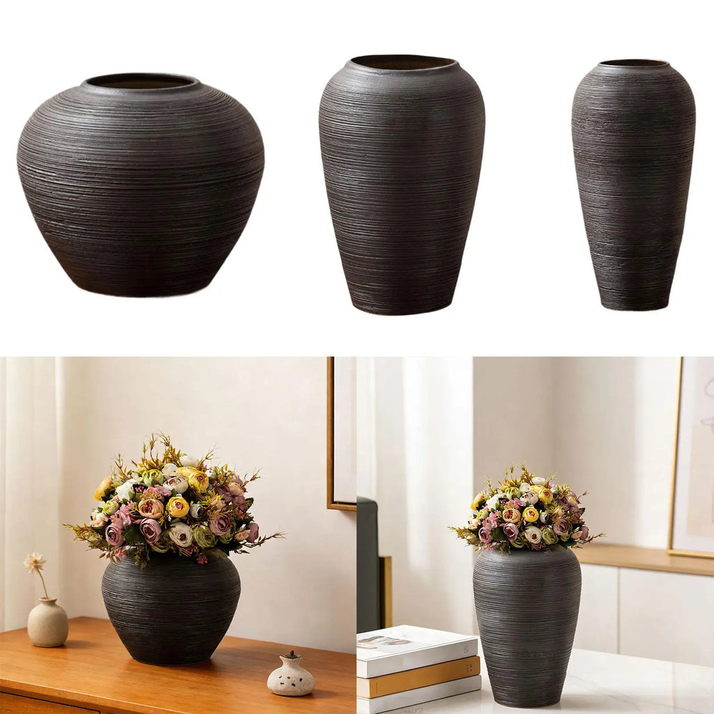 Rustic Farmhouse Ceramic Vase Handcrafted Flower Pot Table Centerpiece Modern Luxury Home Decoration for Room Quake