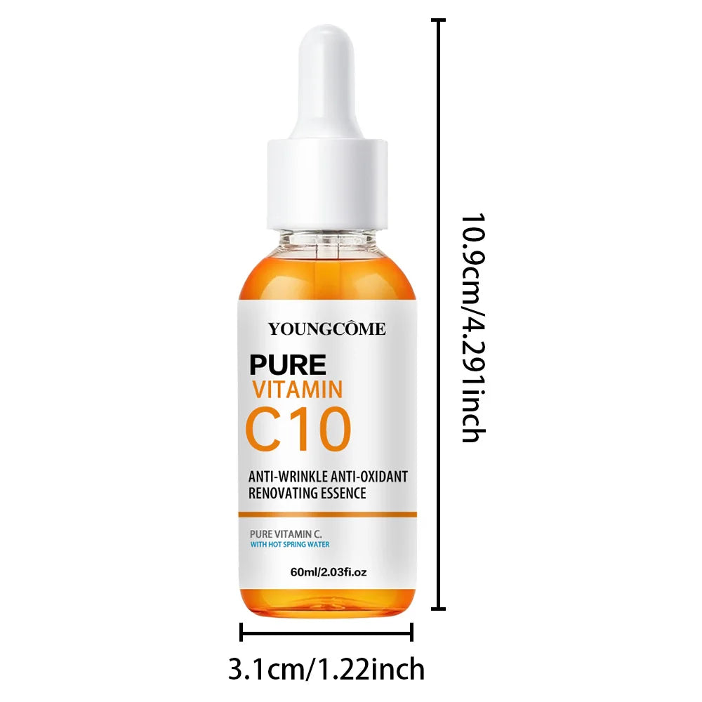 Vitamin C10 Whitening Serum Remove Freckles Dark Spots Face Essence Fade Melasma Melanin Brighten Repair Dull Skin Care Quake 60ml