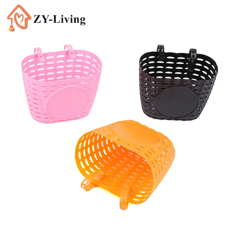 1pc Bicycle Basket Hollow Children Bike Tricycle Scooter Storage Front Handlebar Plastic Carrier Cycling Kids Riding Quake