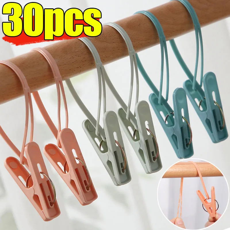 30/1PCS Windproof Laundry Clip Clothes Hanger Hook Non-Slip Drying Clip Plastic Bra Socks Quilt Clip Clothing Hanging Clamp Pegs Quake 1PC