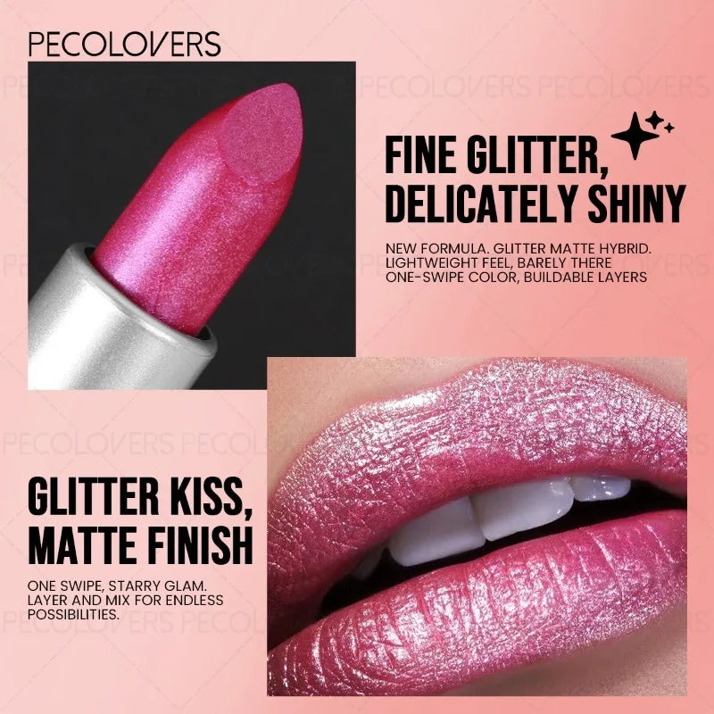 1PC Glitter Lipstick, Shiny and Charming Lips, Waterproof and Sweatproof, Suitable for Festival Makeup, Lip Cosmetics Quake