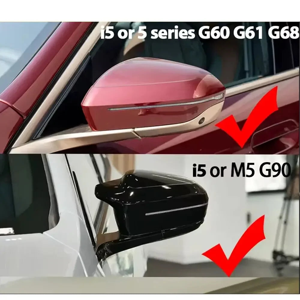 For LHD BMW 5 7 Series G60 G61 G68 G70 M5 G90 2023 2024 Car Sticker Rearview Side Mirror Cover Wing Cap Exterior Door Case Trim Quake