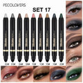 9PCS Double Head Eye Shadow Stick, Eye Highlight, Eye Brightening, with Fine Flash, Waterproof, Multi-color Suit, Eye Cosmetics Quake SET 17