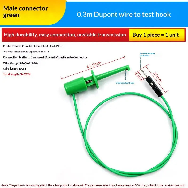 1Pcs Electrical Test Hooks With Male Female Connector Wire Transistor Tester Probe Clip For Multimeter Instrumentation Quake D