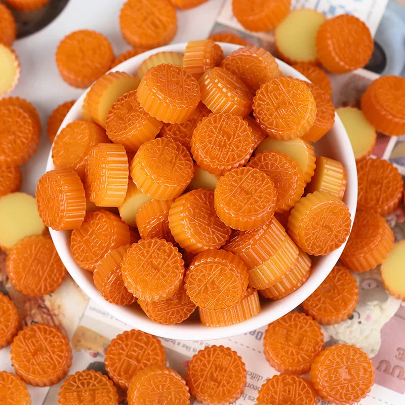 50Pcs Miniature Simulation Mooncake Flatback Resin Cabochon For Phone Decor DIY Car Jewelry Making Crafts Dollhouse Accessories Quake