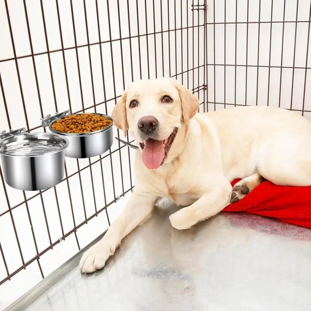 New Stainless Steel Pet Bowl Anti-gnawing Hanging Pet Feeder Cage Food Dispenser Parrot Bird Quake