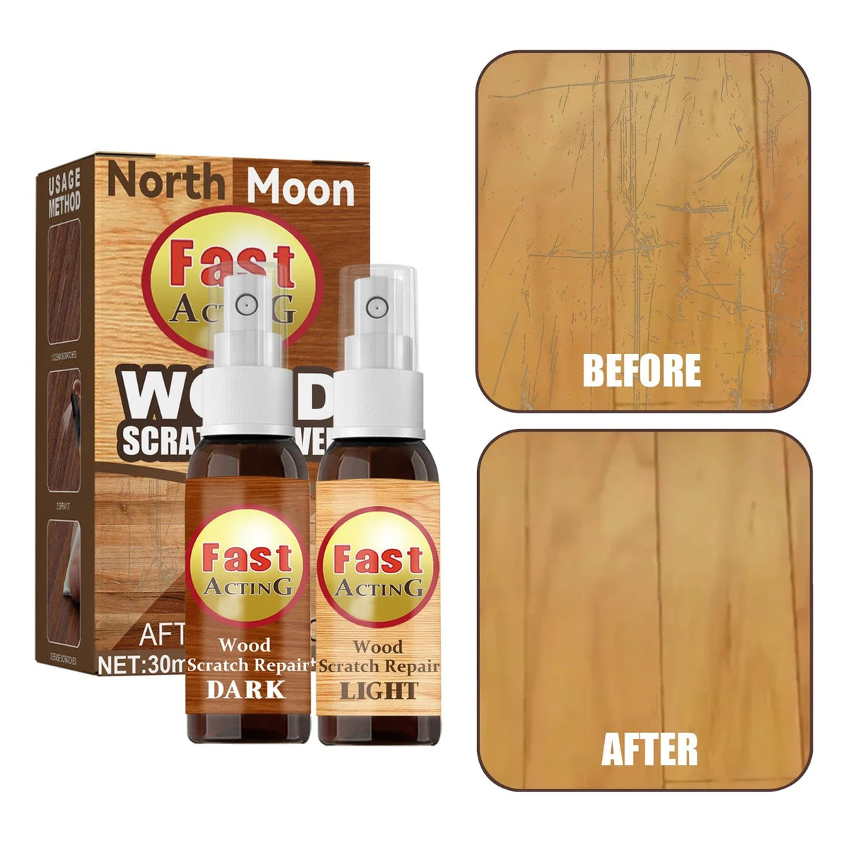 Furniture Floor Repair Paint Wax Furniture Paint Wooden Table Floor Complementary Color Spray Fast Acting Scratch Repair Spray Quake 30ml X 2PCS