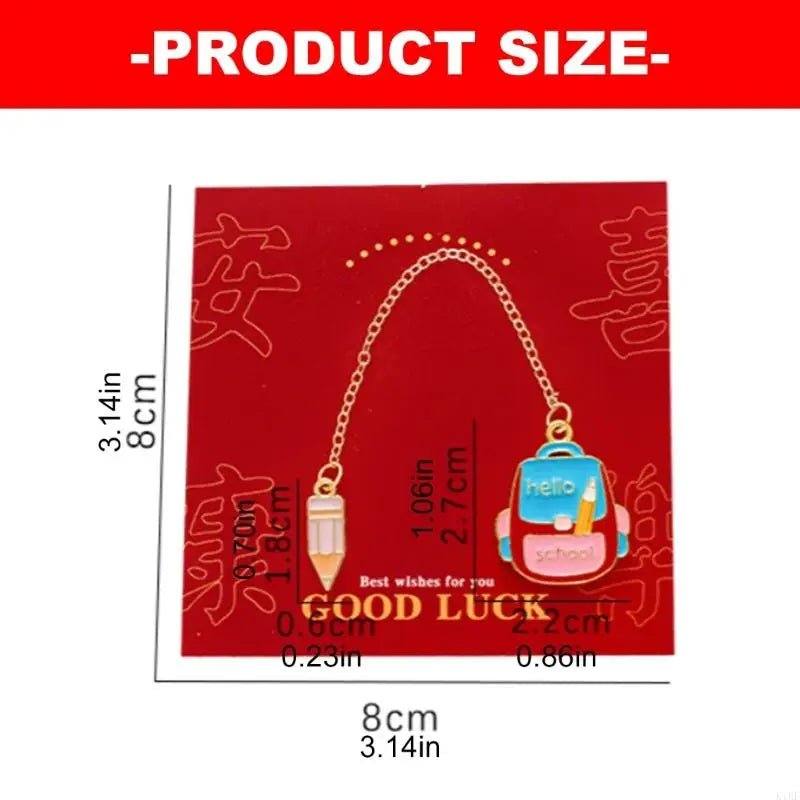 Metal Chain Page Marker with School-Themed Pendant and Pencil Charm for Reading, Journals, Textbooks and Classroom Gifts K1KF Quake