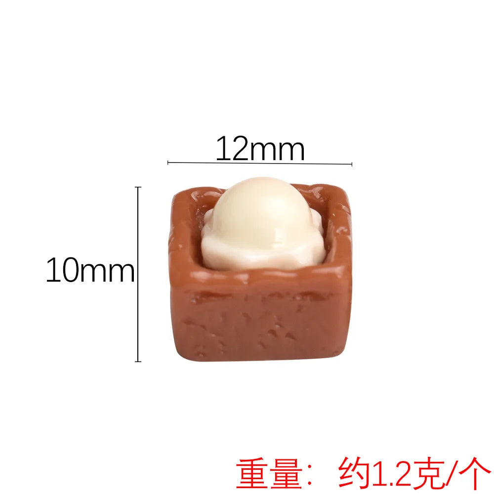 30Pcs Simulation Mini Bread Ice Cream Ball Resin Crafts Kawaii Cabochon Fake Food Scrapbook DIY Dollhouse Decoration Accessories Quake white