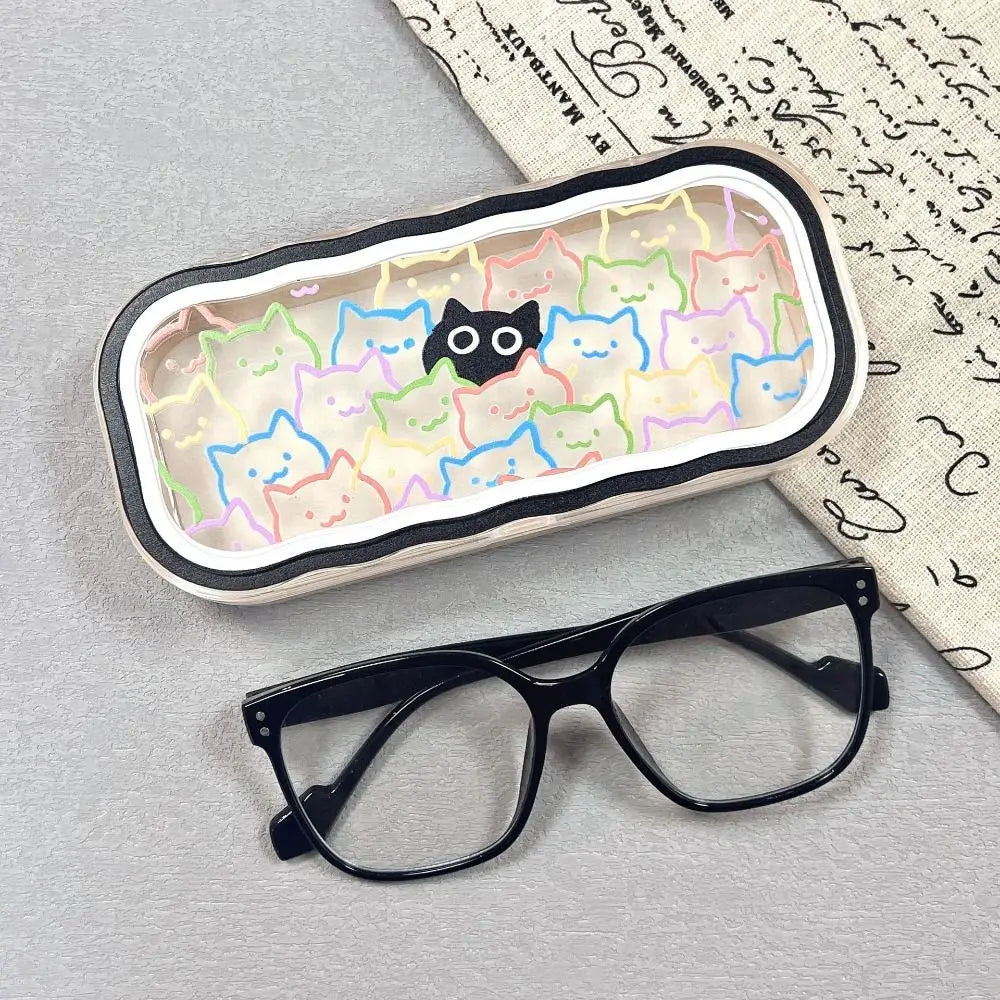 Plastic Puppy Glasses Case Visible Transparent Sunglasses Storage Box Portable Cartoon Animals Glasses Protective Case Gifts Quake