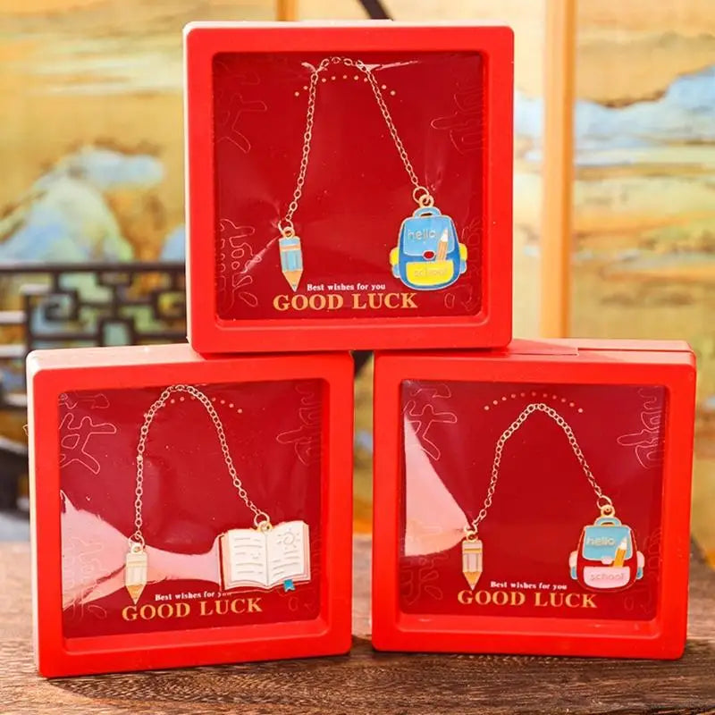 Metal Chain Page Marker with School-Themed Pendant and Pencil Charm for Reading, Journals, Textbooks and Classroom Gifts K1KF Quake