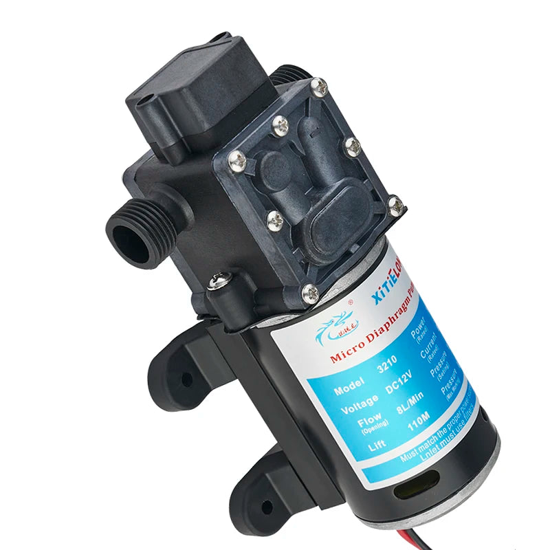 100W 12V 3210H2D Small Electric Garden Irrigation Diaphragm Pump, Used for Lawn Spraying, Pesticide Spraying,Cleaning Water Pump Quake