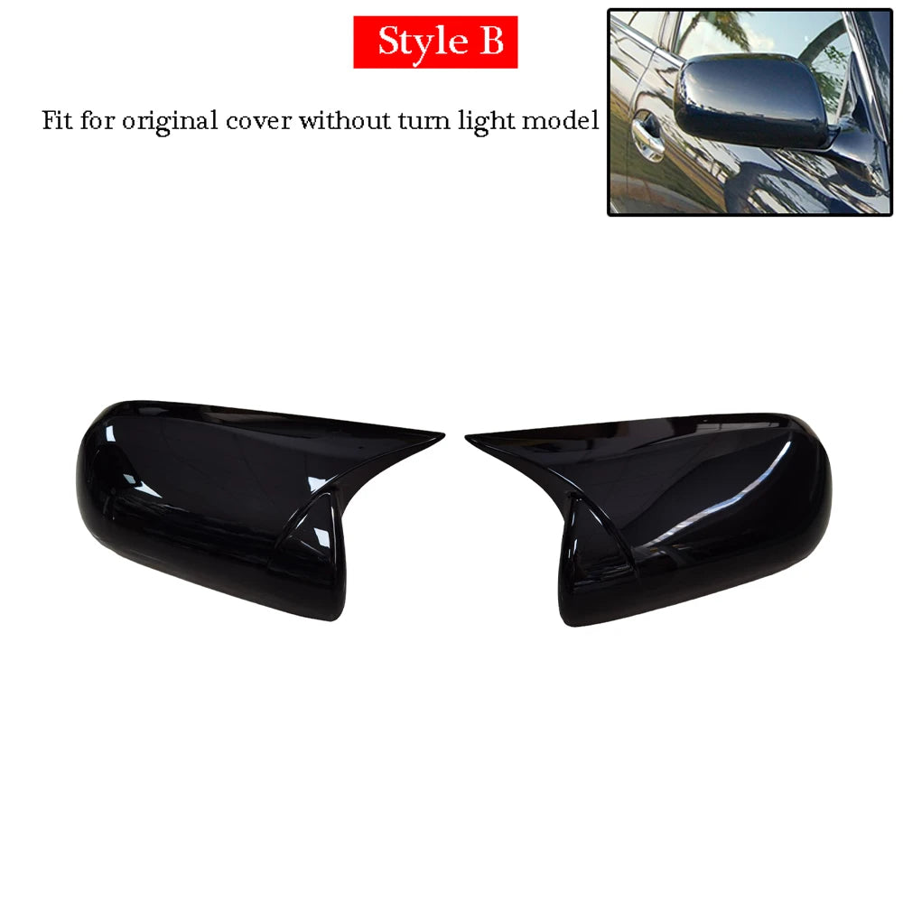 For Toyota Mark X Reiz 2005-2009 Car Rearview Side Mirror Cover Wing Cap Exterior Door Rear View Case Trim Carbon Fiber Look Quake Type B Black