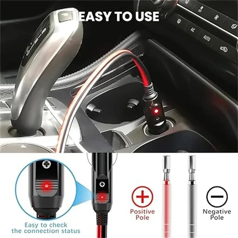 Heavy Duty Cigarette Lighter Adapter Cable 12AWG, Universal Power Cord M6/8/10 Ring/Bakelite Bullet for 12V Vehicle Power Supply Quake