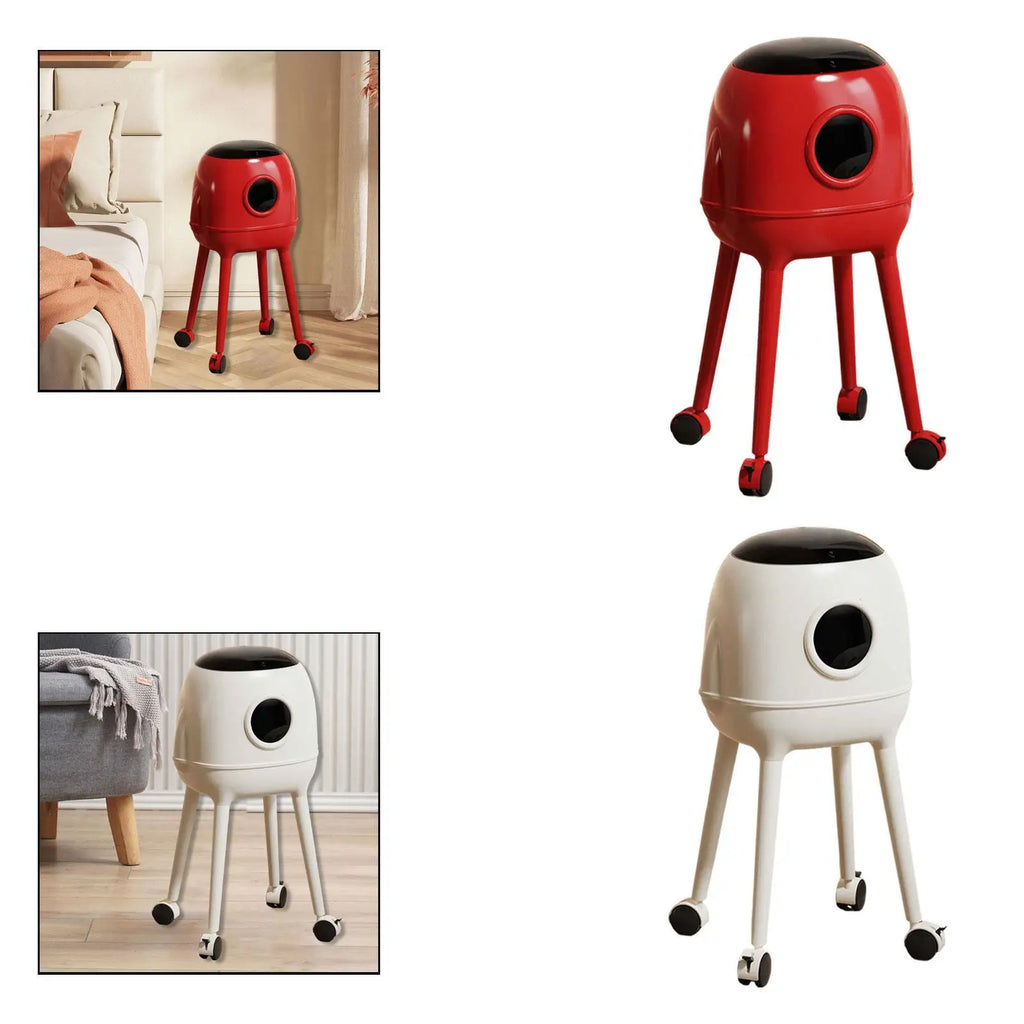 Double Layer Trash Can with Lid High Narrow Garbage Bucket with Wheels for Home Recycling and Storage Quake