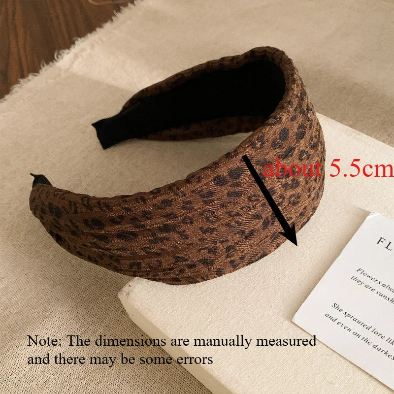 Vintage Leopard Print Wide Headband for Women High‑Crania Padded Hair Hoop Fashion Daily Wear Ladies Hair Accessories Quake B