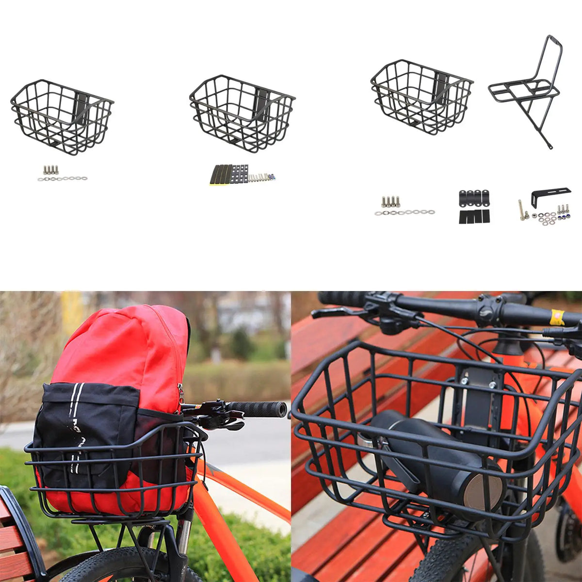 Bicycle Basket Front Aluminum Alloy Easily Install Large Capacity Sturdy Accessories Cargo Container for Riding Luggage Outdoor Quake