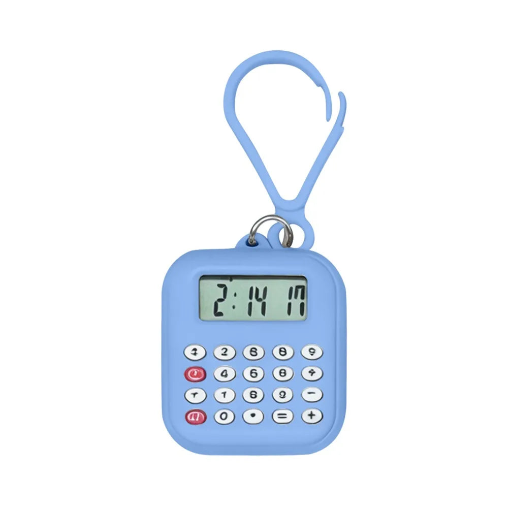 Multifunctional Mini Calculator 8 Digits Display Portable Keychain Calculator Lightweight Silent Button Electronic Calculator Quake Blue