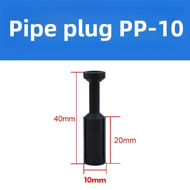3/5 Pcs PP Pneumatic Connector Quick Plug Plastic Plug Pipe Plug PP 4mm 6mm 8mm 10mm 12mm 14mm 16MM Air Hose Sealing Connector Quake Black PP10 3PCS