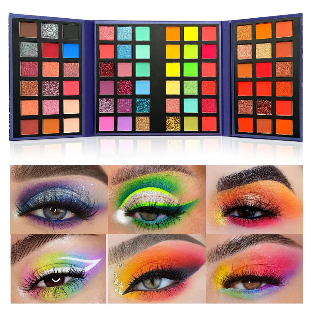72 Colors Glitter Eyeshadow Palette Matte Waterproof Long Lasting Pressed Powder Cosmetics Kit Fashion Women Eye MakeUp Pallet Quake 72 Color