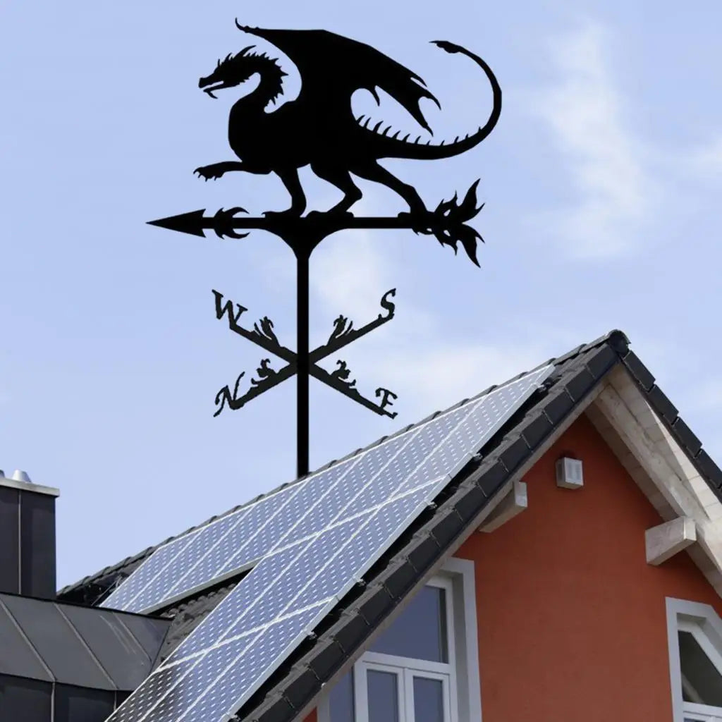 Weather Vane Black Mount Metal Bracket Weathervane for Farmhouse Scene Decor Quake