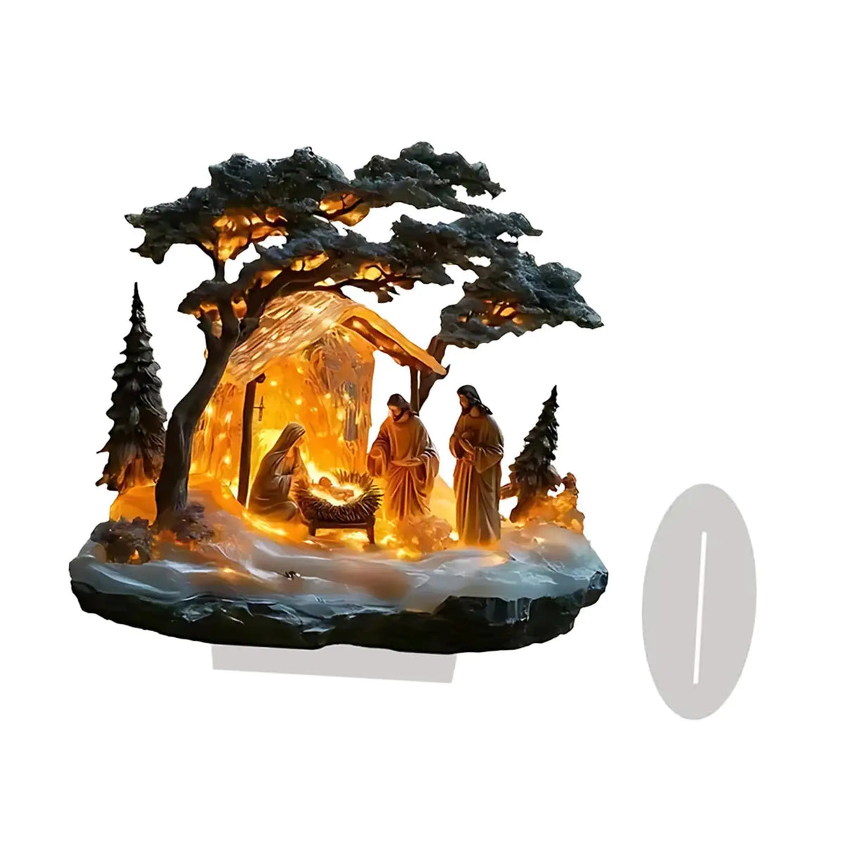 Jesus Birth Figurine Crafts Artwork Christmas Statue Acrylic Sculpture Ornament for Desktop Housewarming Indoor Office Bedroom Quake