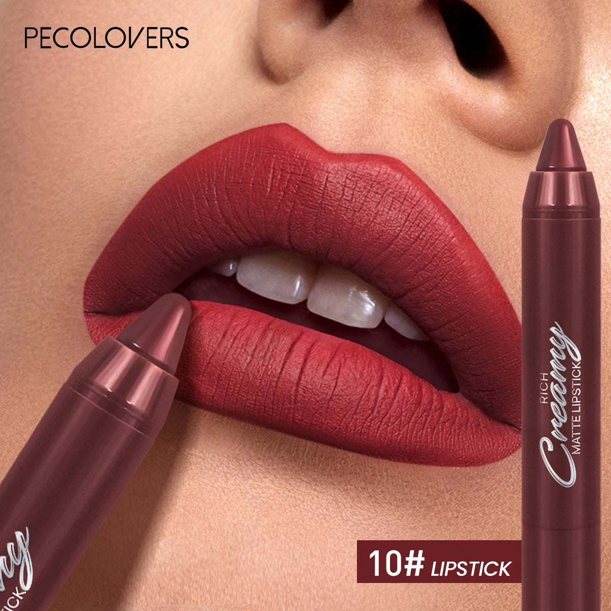 Multiple Colors Matte Lip Liner, Use As Lip Liner and Lipstick, Easy To Accurately Apply, Waterproof Long-lasting Non-stick Quake 10