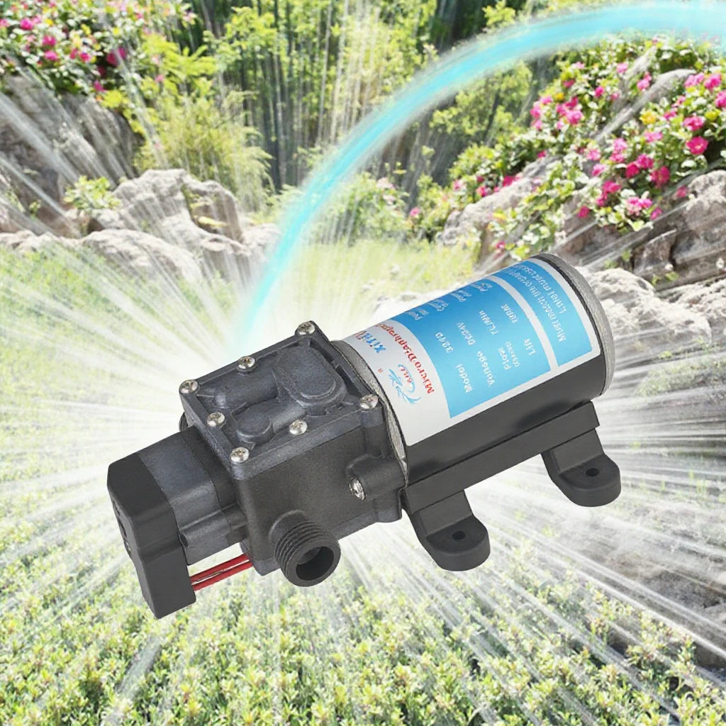24V 80W Small Electric Spray Pump Automatic Pressure Control Car Wash Diaphragm Pump, Used for Water Pressure Boosting Quake
