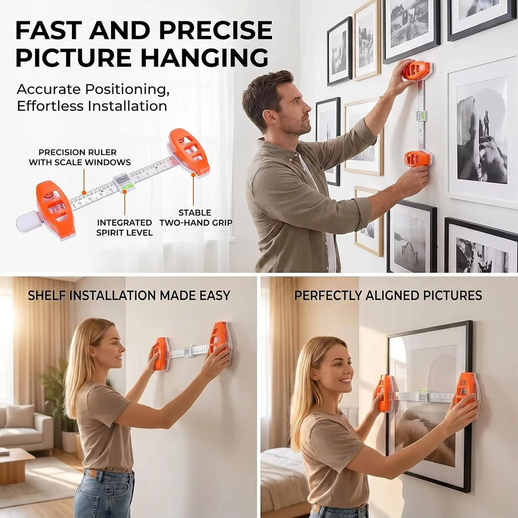 Picture Hanging Tool with Level Level Ruler Picture Hanging Tool Precision Marking Alignment Ruler Quake