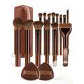 17pcs Makeup Tools Including Foundation Brush Blush Brush Loose Powder Brush Eyeshadow Brush Eyelash Brush Eyelash Brush Eyebrow Quake Brown