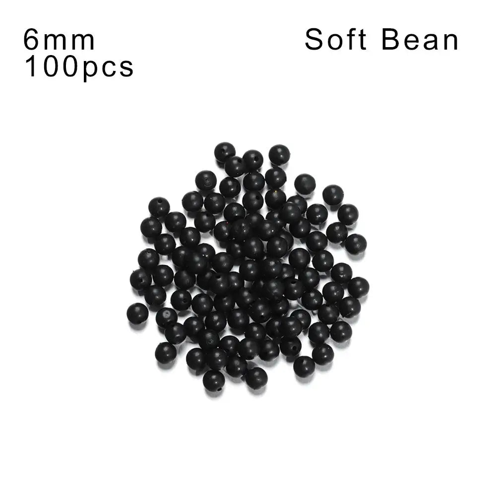 High Quality Plastic Stoppers Night Black Fishing Floats Beads Round Soft and hard bean Quake Soft Bean-6mm
