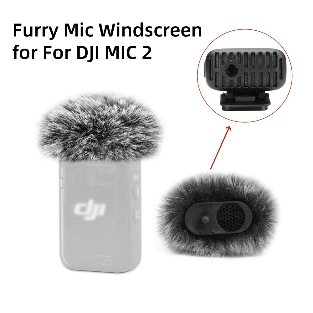 Furry Microphone Windscreen For DJI MIC 2 Lavalier Microphone Furry Windshield Noise Reduction Microphone Muff Wind Cover Quake