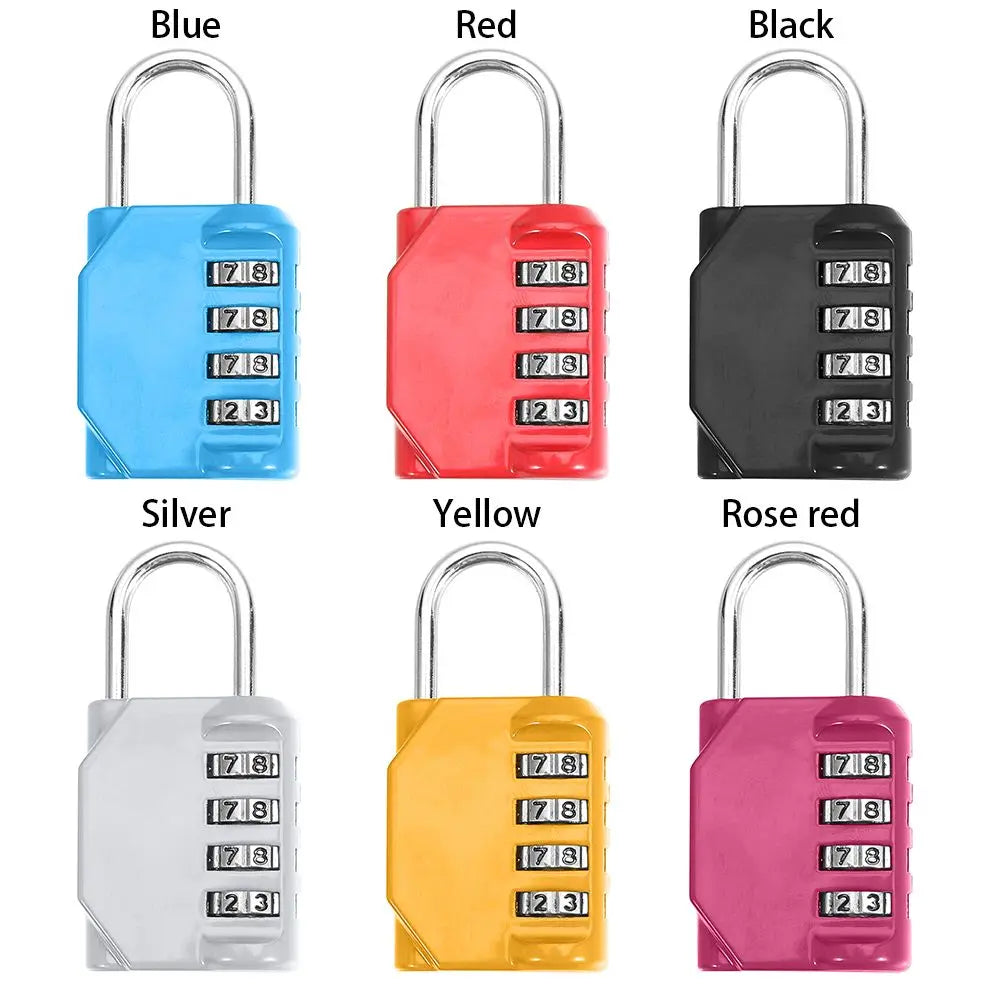 Rust-proof Waterproof Metal Code Lock Travel Accessories 4 Dial Digit Padlock Password Lock Quake